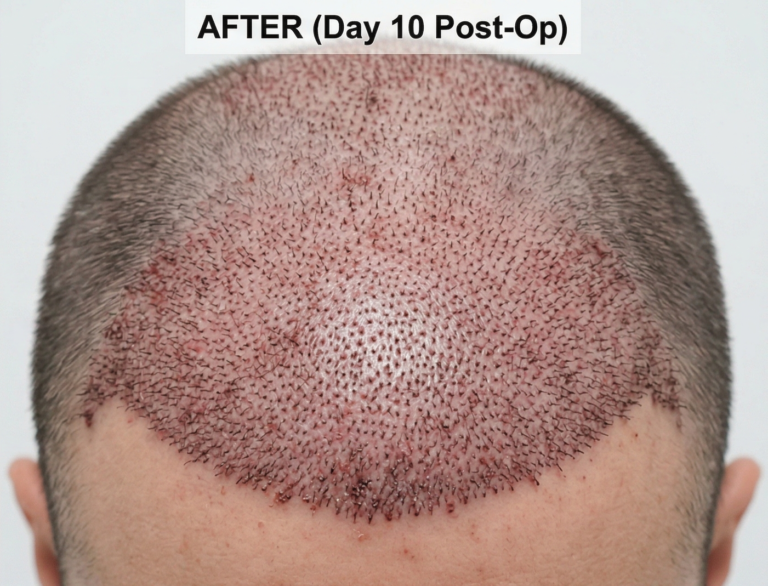After — FUE Sapphire Hair Transplant (Top/Front Scalp)
