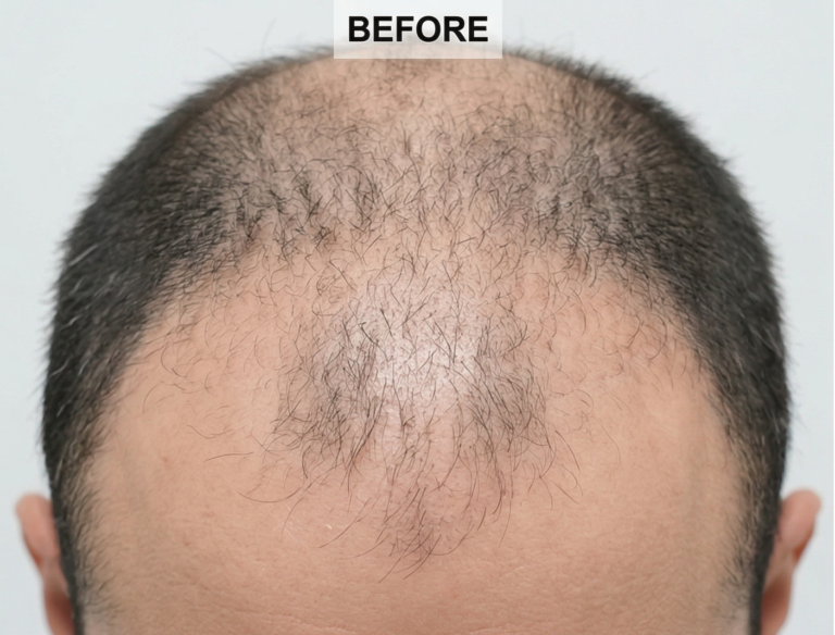 Before — FUE Sapphire Hair Transplant (Top/Front Scalp)